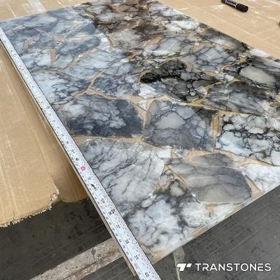 Popular Design Translucent Polished Gold Filling Alabaster Wall Panel