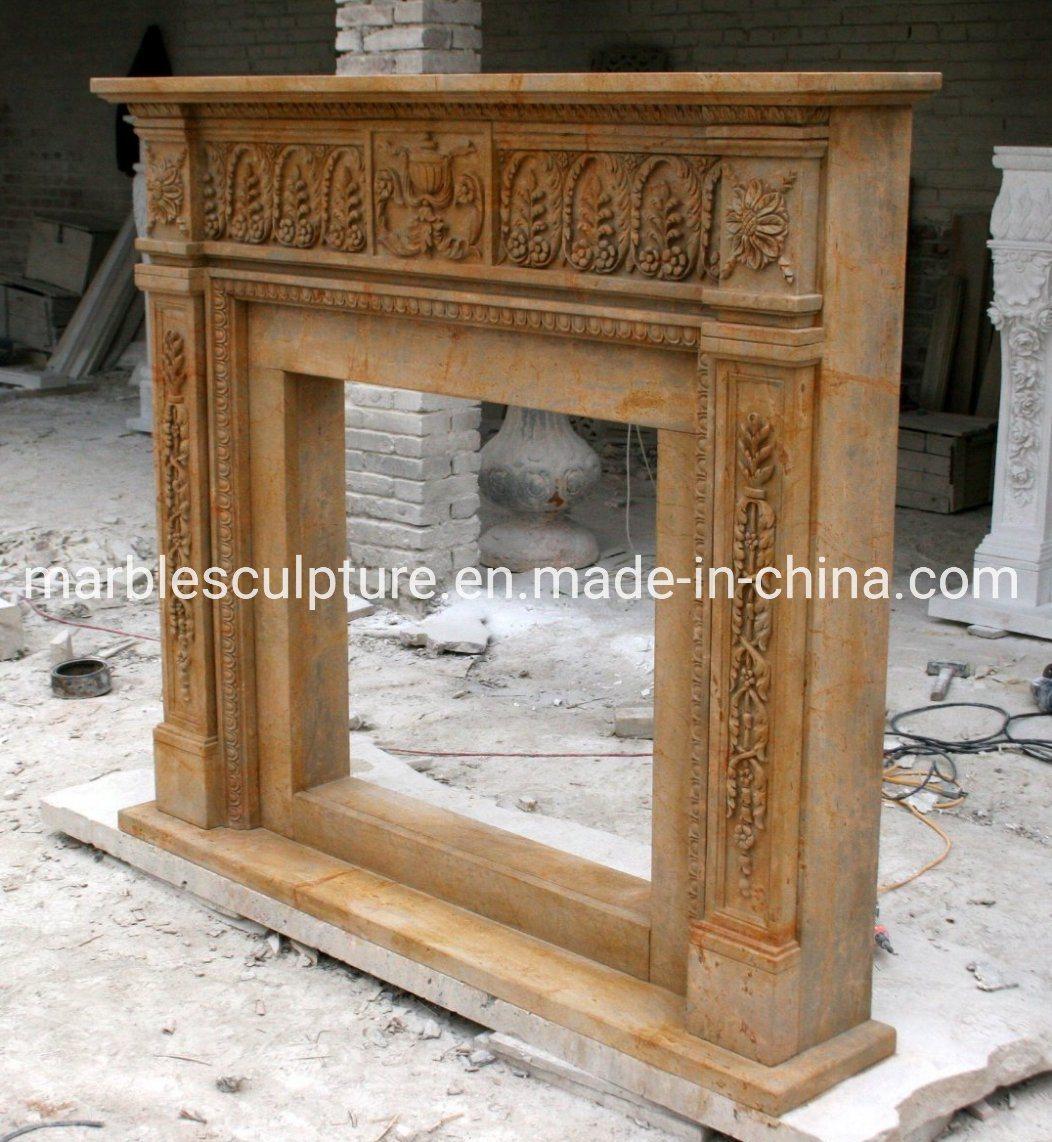 Hand Carved Custom Marble Fireplace Home Decoration (SYMF-176)
