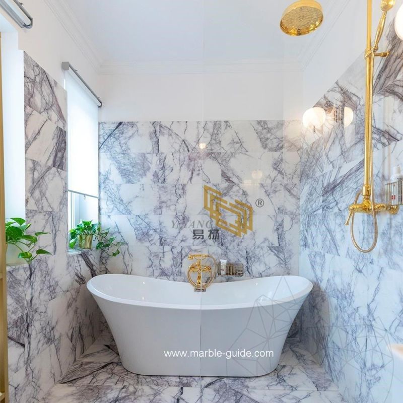 Natural Polished Milas Lilac White Turkish Marble with Veins for Bathroom/Vanity Top/Floor