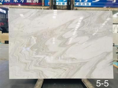 China Natural Stone Slabs Polished Volakas White Rhinoceros Marble for Bathroom Floor/Wall Tiles Countertop/Vanity Top