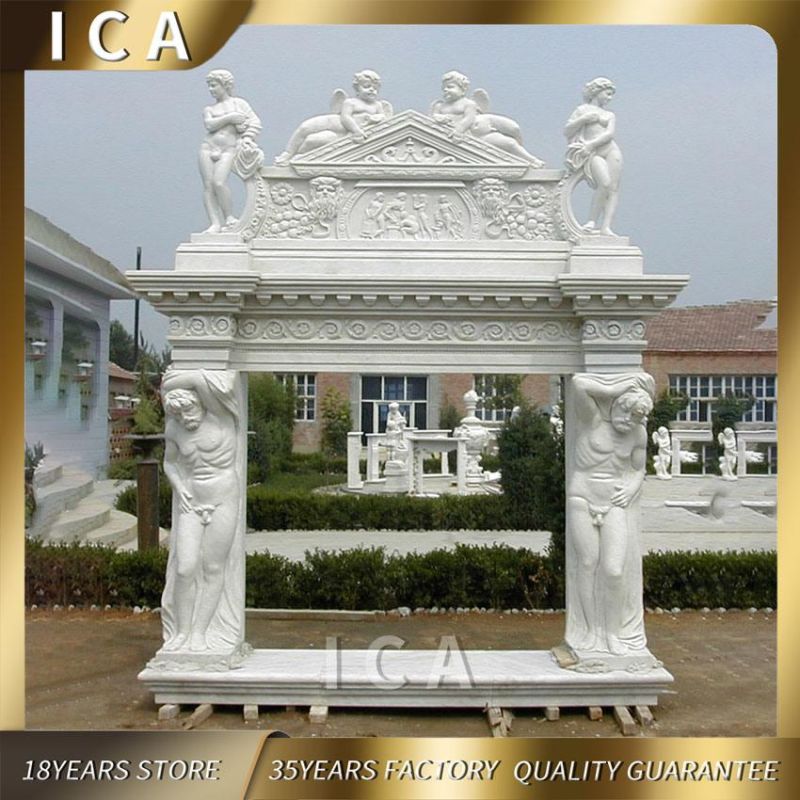 High Quality Indoor Decoration Marble Stone Fireplace with Sculpture
