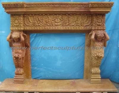 Marble Fireplace Mantel with Carving Stone Little Angel Statue (QY-LS586)