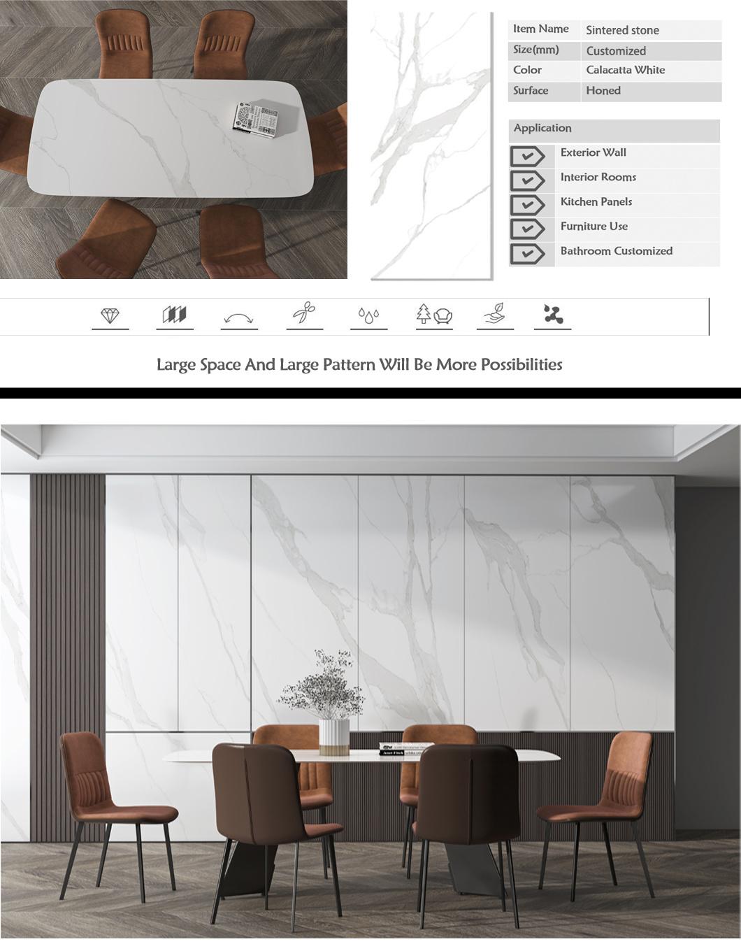 Sintered Stone Calacatta Blanco Slab Polished Surface Wall Panel Bathroom Kitchen Countertop Granite Quartz Vanity Top Table Top White Marble