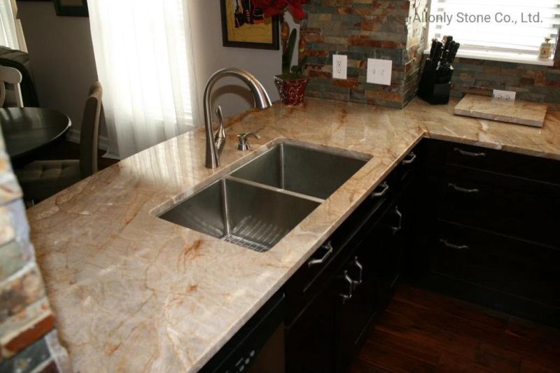 Natural Pink Cream Marble Island Countertop for Kitchen and Bathroom Design