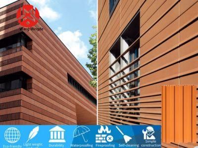 Corrugated Orange and Fire Proof and Anti-Freezespecial Claddingterracotta Facade Panels for Building Materials