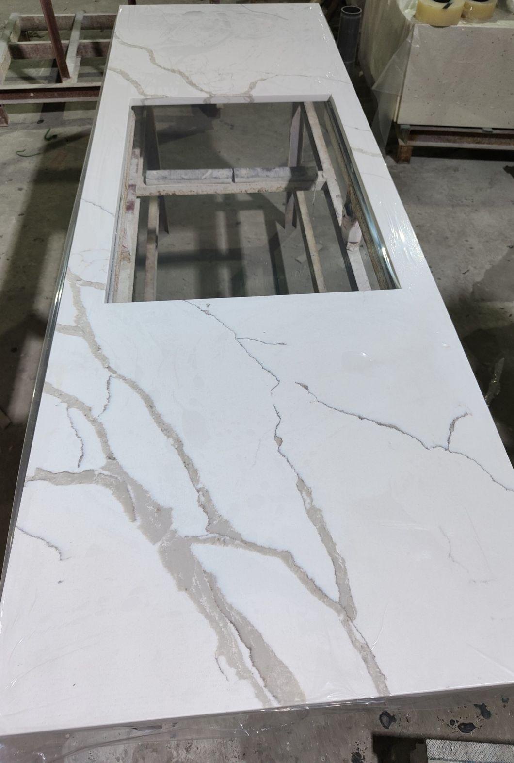 China Factory Quartz Stone Calacatta Wholesale Solid Surface Customized Kitchen Top Quartz Countertop