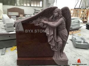 Red Granite Angel Carving Headstone/Monument/Tombstone