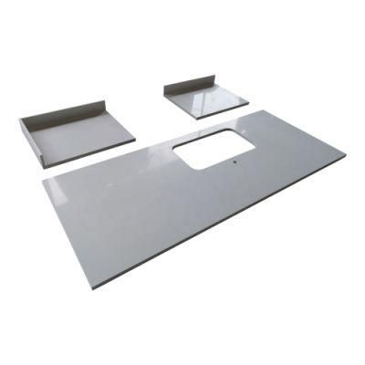 Solid Surface Glass White Quartz Stone Kitchen Island Countertop for Apartment