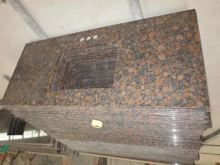 Wholesale Vanity Top Natural Green/Black/Yellow/White/Brown Granite Countertop for Different Projects/Kitchen/Vanity/Hotel