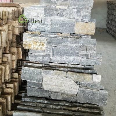 Blue Quartzite Stacked Stone Panel, Rough Slate Stone Veneer for Retaining Wall