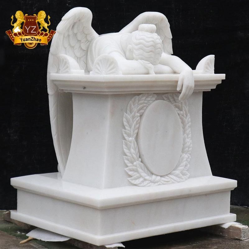 Memorial Hand Carved Stone Graveyard Ornament Granite Headstone Monument Marble Praying Angel Statue Tombstone