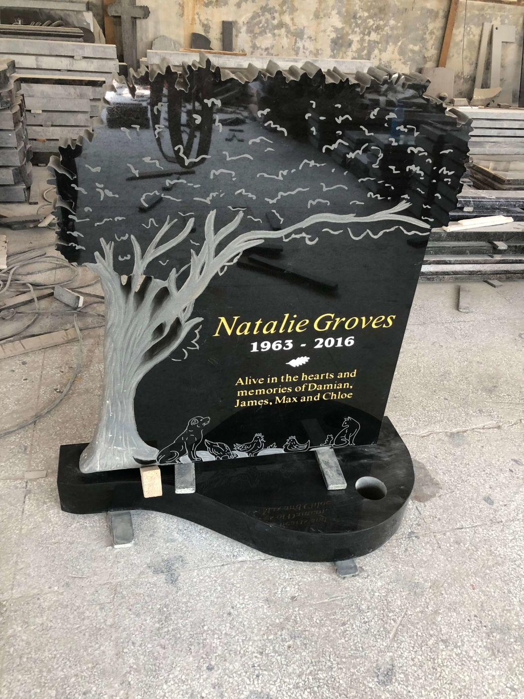 Kerrella Green Granite Headstone with Sculpture Customized