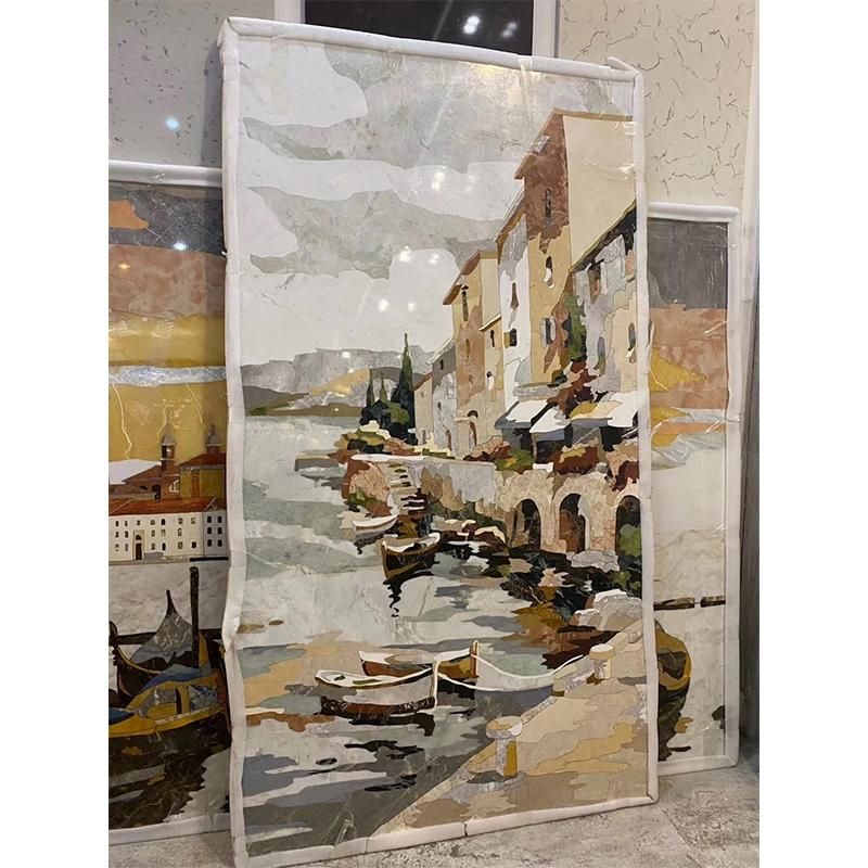 Stone Supplier Natural Marble Stone Water Jet TV Wall Marble Tiles Wall Panel for TV Tiles Marble Background Wall