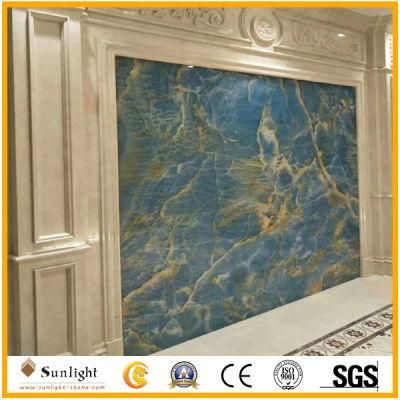 High Quality Transparent Polished Blue Onyx for Background Wall Tiles