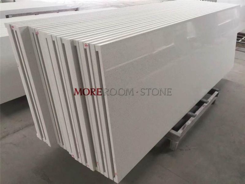 Foshan Hot Sale Artificial Stone Polished Sparkle White Quartz Stone for Kitchen Countertop