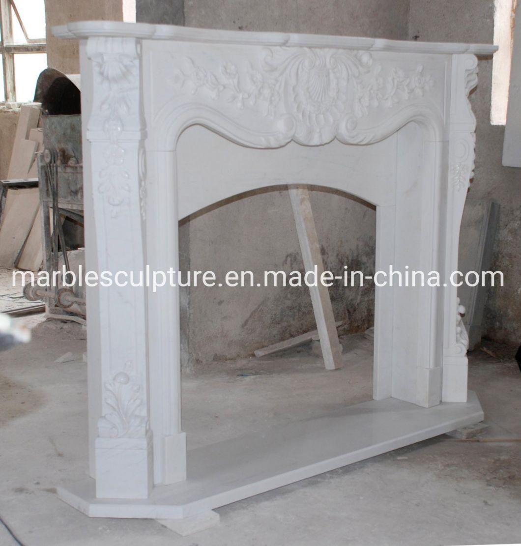 Custom Home Decorative European Style White Marble Fireplace (SYMF-161)