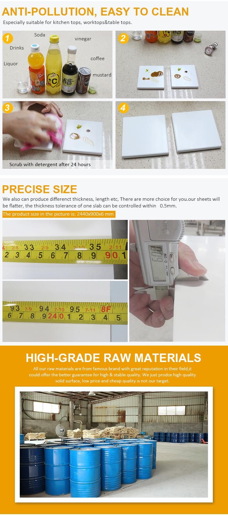 12mm 15mm Pure White Artificial Stone China Hanex Solid Surface Price