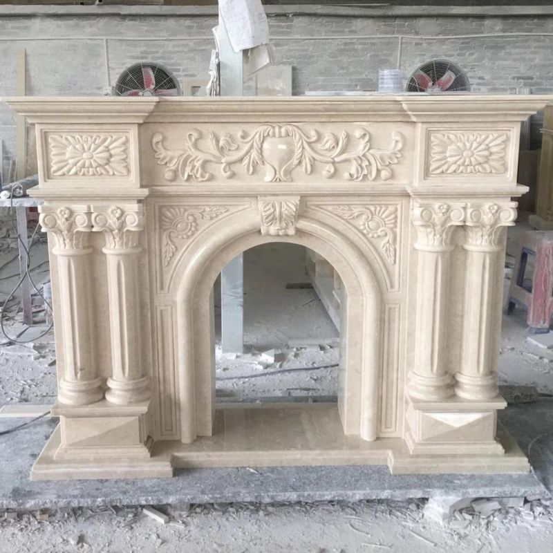 French Style Indoor Freestanding Marble Fireplace Surround Mantel