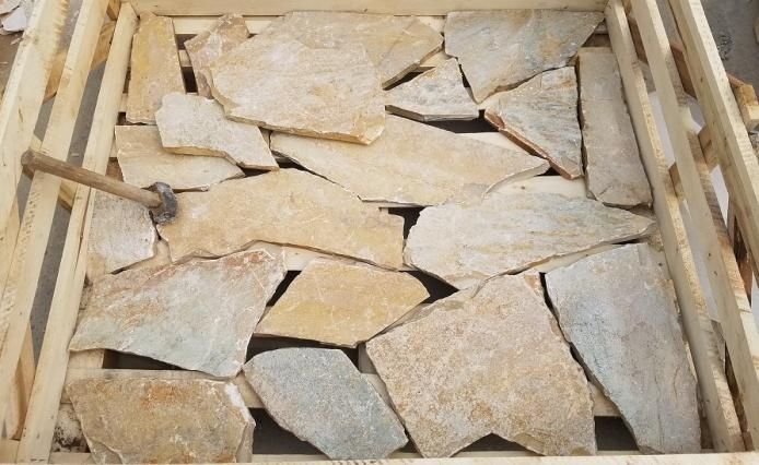 Natural Yellow Slate Irregular Flagstone for Flooring Garden Paving