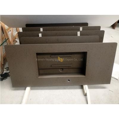 Brown Quartz Stone Vanitytop/Countertop for Kitchen/Bathroom Slab/Tiles/Wall/Floor Background Building Engineer