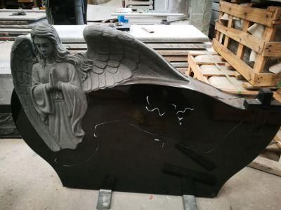Shanxi Black Polished Heart with Angel Tombstone &amp; Monument