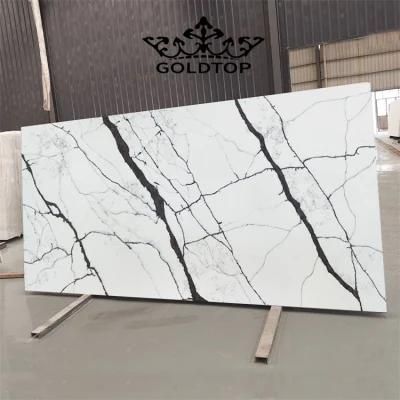 Artificial Polished/Honed/Leathered 20mm White/Black/Grey Calacatta New York Quartz Vanity Top for Apartment/Villa/Hotel Kitchen/Bathroom