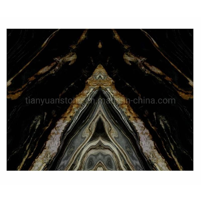 Brazil Namtso Lake Granite Black Golden/Yellow Exotic Granite Polished Big Slabs