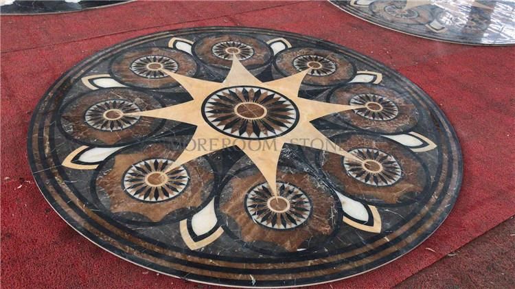 Dark Color Round Waterjet Medallion for Marble Onyx Inlay Flooring