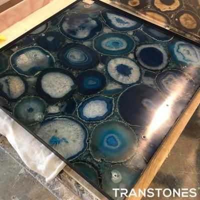 Hot Sales Natural Stone Blue Agate Stone Slab/Vanity Top/Wall