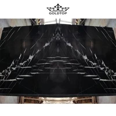 Natural Stone Polished Indoor Decoration Black Marquina Slab Marble for Tiles Countertop