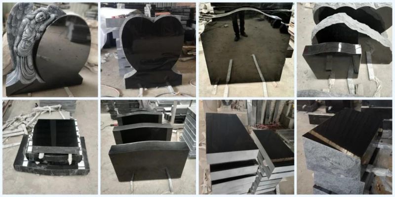 Hot Sell China Shanxi Absolute Black Granite Marker/Upright Serp/Heart/Angle Headstones with Base Customized