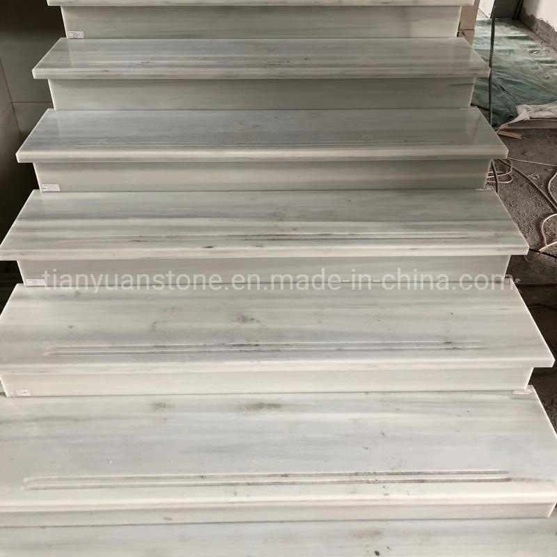 Artificial Marble Pure White Nano Glass 12mm Thickness Stairs