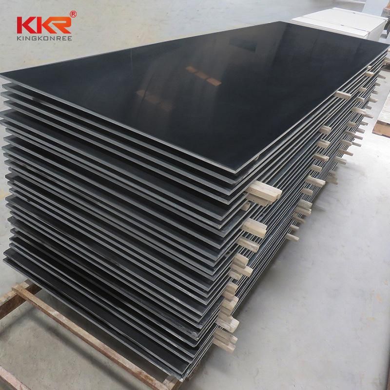 6mm 8mm Black Shower Wall Countertop Panel Artificial Stone Marble Solid Surface