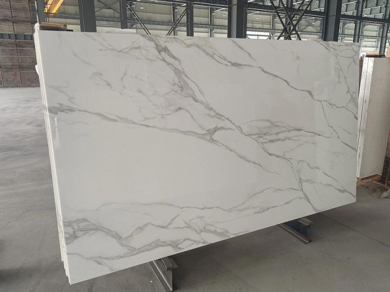 Man Made Artificial Marble Calacatta Veins Nano Glass for Countertops, Kitchentops