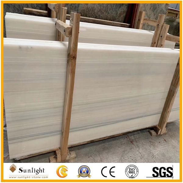 Natural Translucent Marble with Wood Straight Vein Athens White Onyx Slab