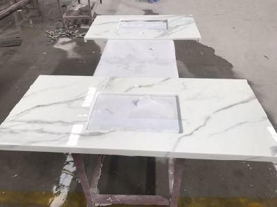 Calacatta White Crystallized Glass Stone for Vanity Top