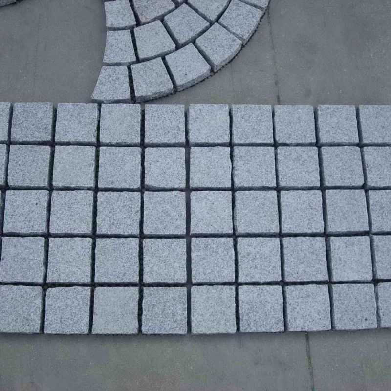 Cheapest Chinese G603 Stone All Sides Natural Grey Granite Pavers on Mesh for Garden Decoration