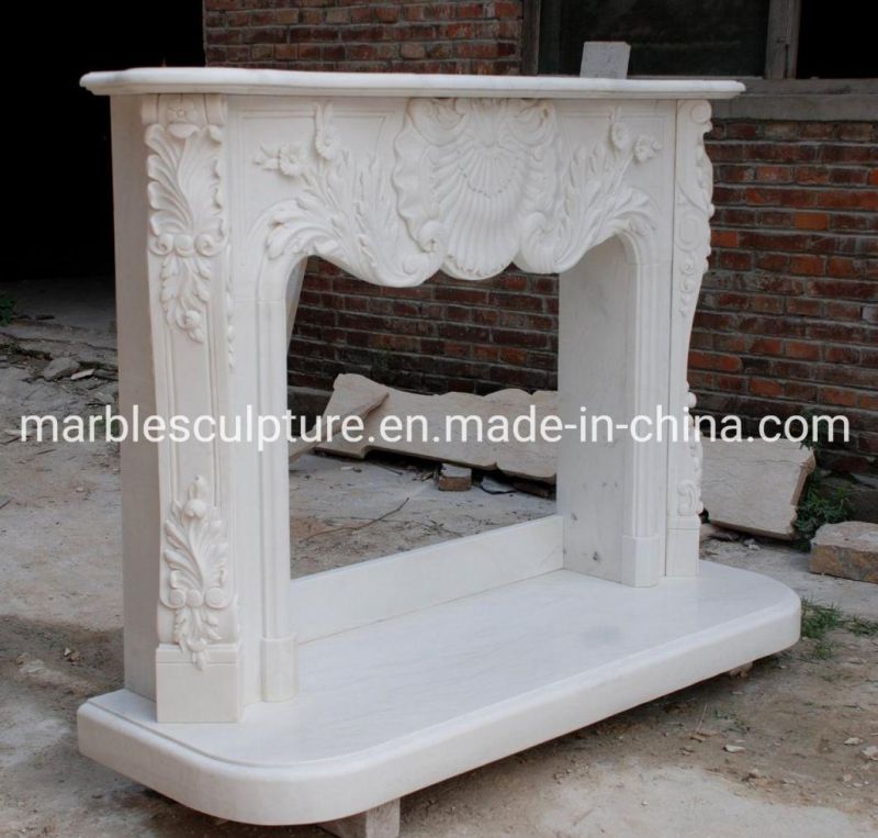 Elegant White Marble Stone Fireplace for Indoor Home Decoration (SYMF-196)