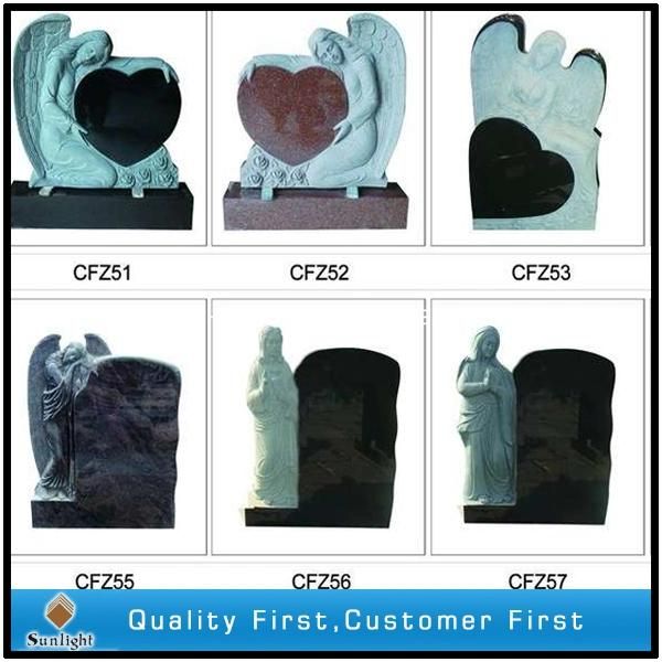 Black Granite Angel Heart Shaped Monument/Gravestone/Headstone/Tombstone
