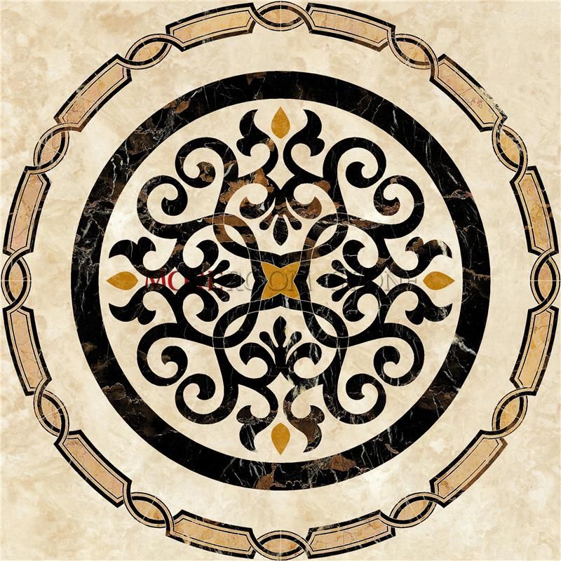Round Natural Waterjet Floor Design Marble Medallion