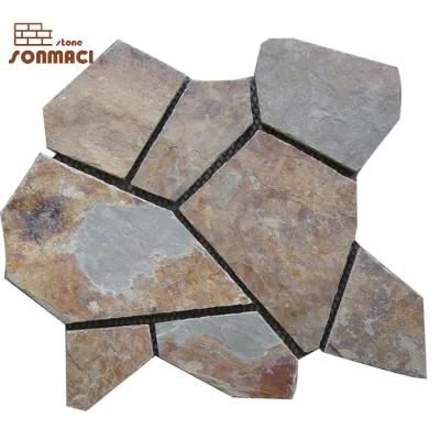 Mixed Color Stone Mosaic Flagstone Mats for House Decoration