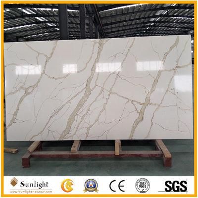 High Quality Artificial Calacatta Gold, White Quartz Stone Slabs for Countertop