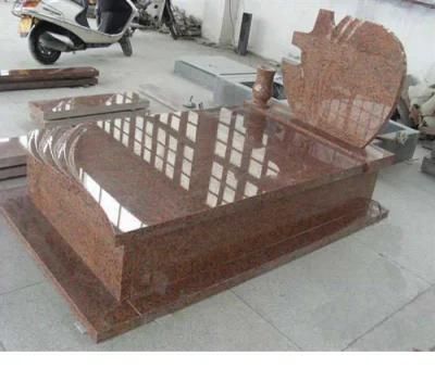 Poland Style Pink Red G562 European Tombstone Momument with Cross Shape Carving Headstone