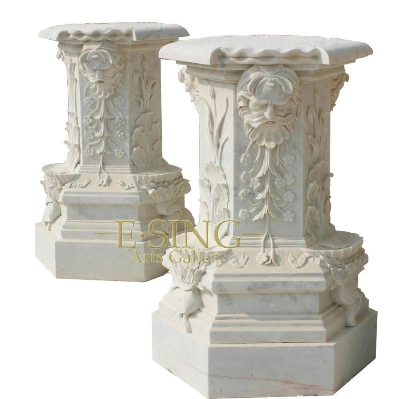 Interior Design Marble Decorative Head Pillar Design with Sculptures