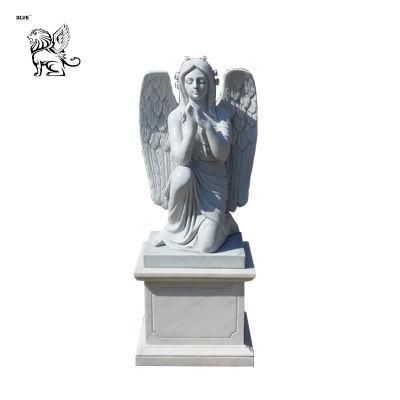 Hand Carved Granite White Marble Angel Statue Tombstone Mty-13