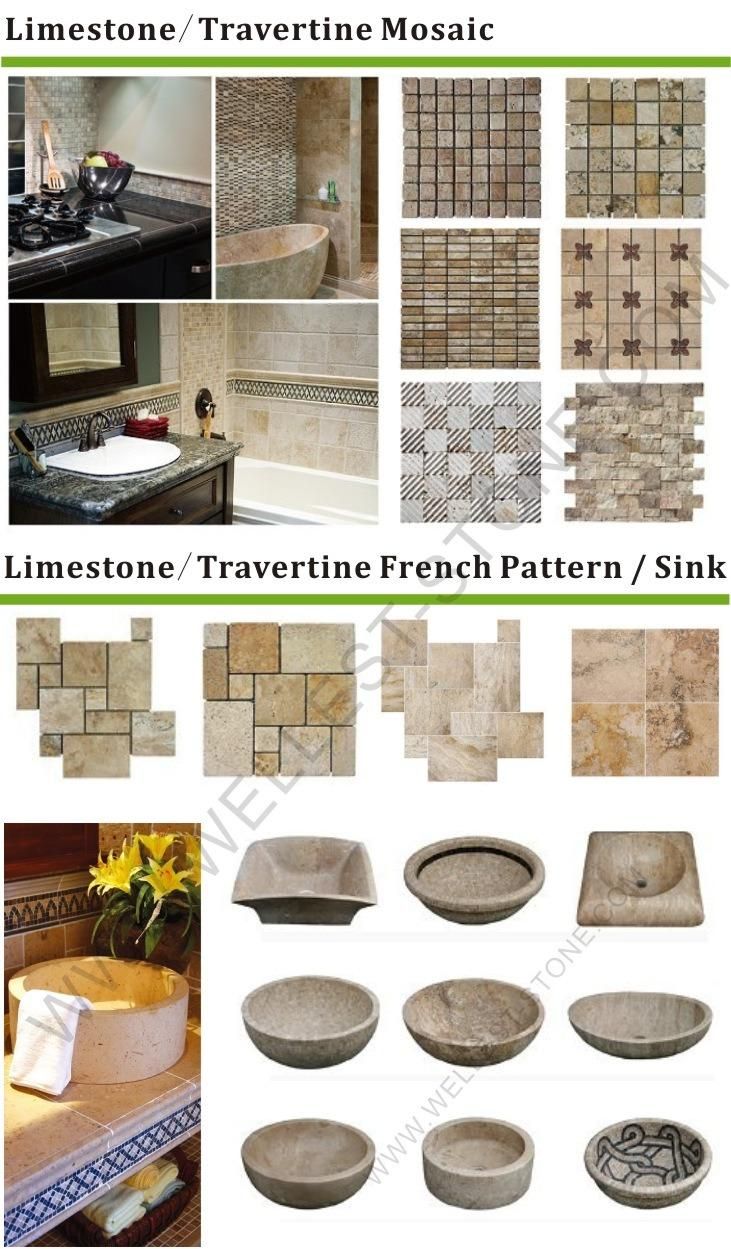 Cream Gold Travertine French Pattern Tiles