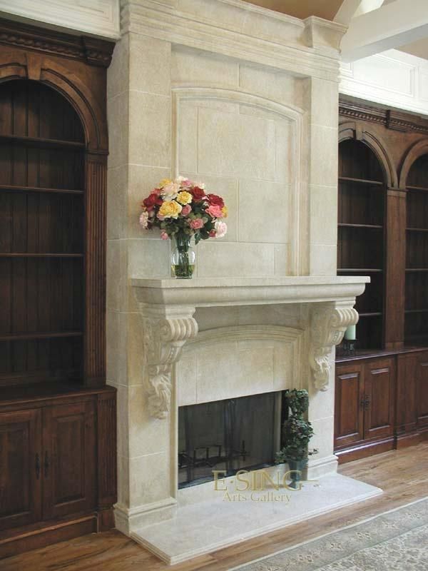 Indoor Use Fireplace Mantle of Natural Stone Marble Fireplace
