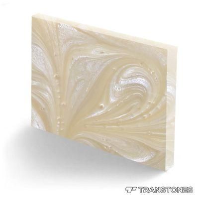 Engineered Light Artificial Stone Slab for Alabaster Conference Desk