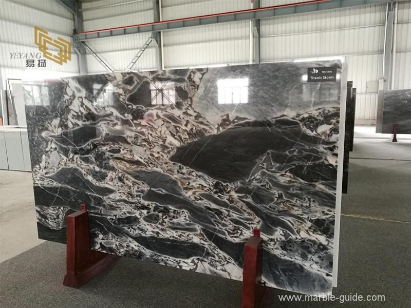 Marble Factory Price Titanic Storm Black/Gray/White Marble Slabs for Countertop/Flooring/Wall/Home/Hotel