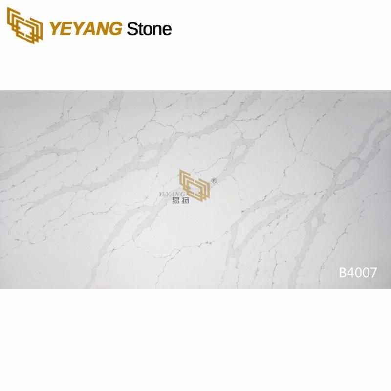 Quartz Engineered Stone with Fine Line Grey Veins for Kitchen Countertops/Island/Table/Worktop